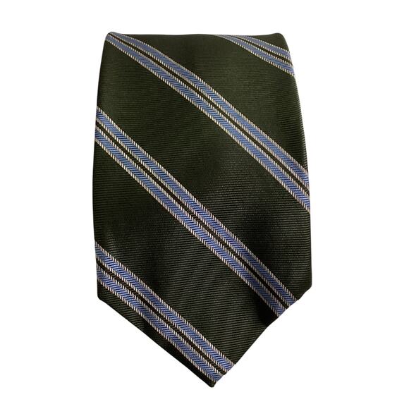 Brooks Brothers green and blue stripe silk stain resistant - Picture 3 of 7